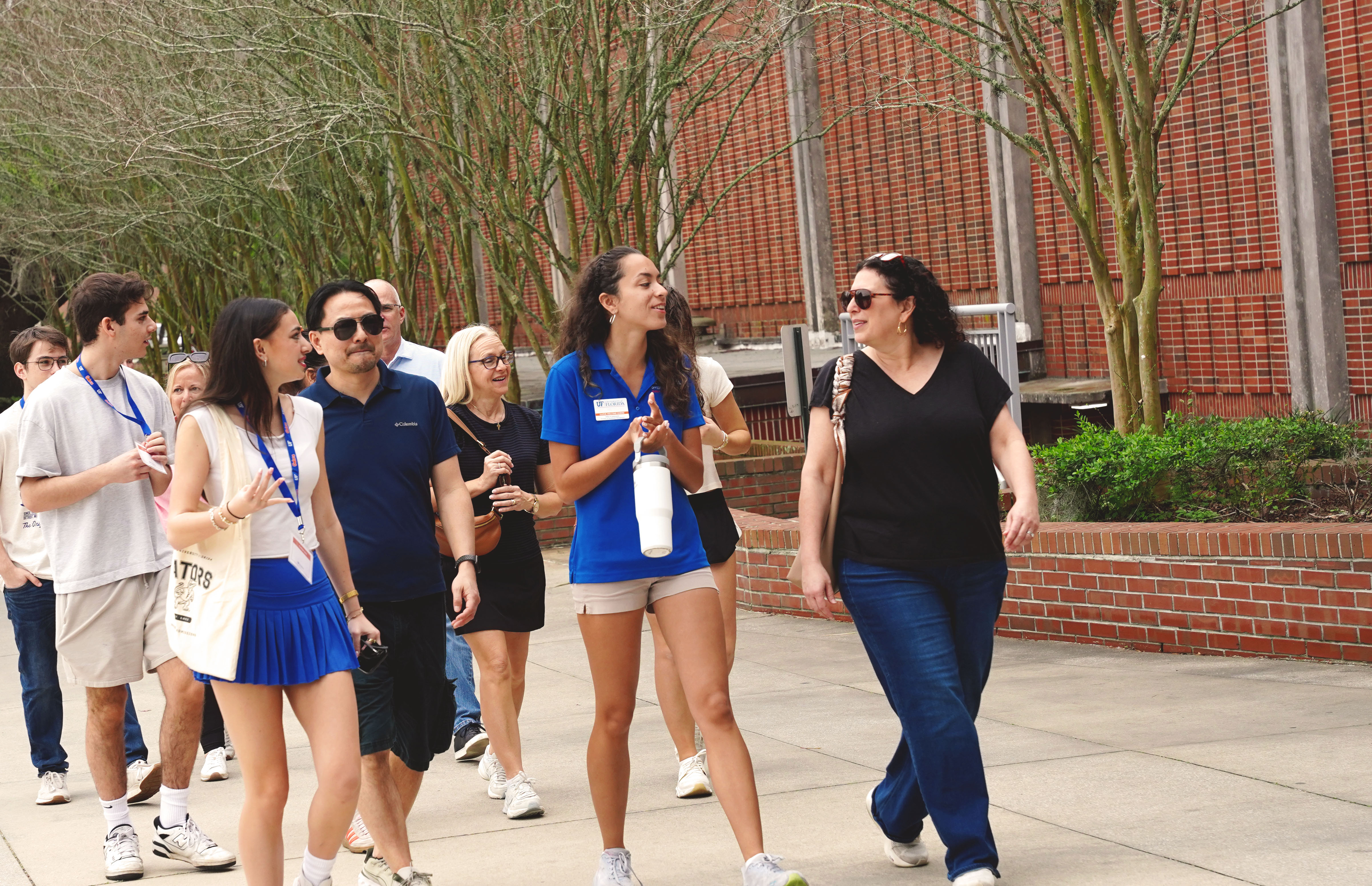 Tour guides showing students the campus